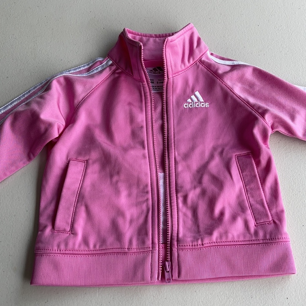 Like New Adidas Pink zip up jacket 9 months - Picture 6 of 7